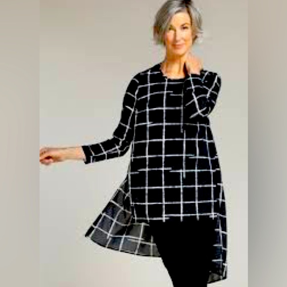 Sympli Black and White Checkered Blouse